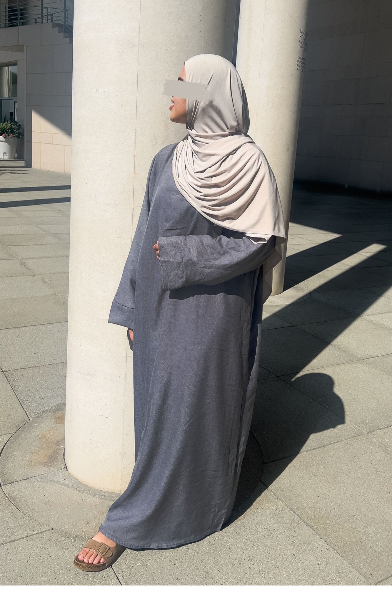 Abaya Linen Style Stone Grey